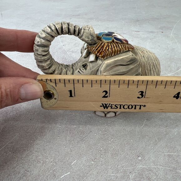 Elephant Figurine Artesania Rinconada GIFT Trunk Up VTG MCM BOHO - Picture 10 of 11